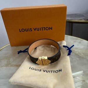 Louis Vuitton Brown Monogram Bracelet with Gold Accent